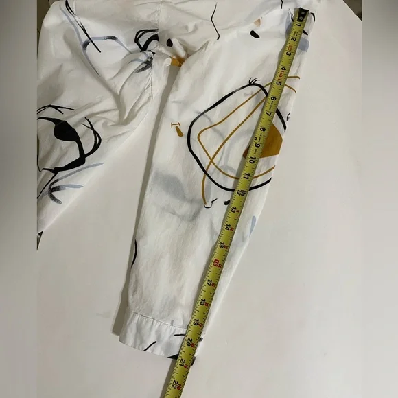 BUYKUD White Cotton Tunic Button Down Top Abstract Artsy Print Flowy Fit Medium - Picture 11 of 12